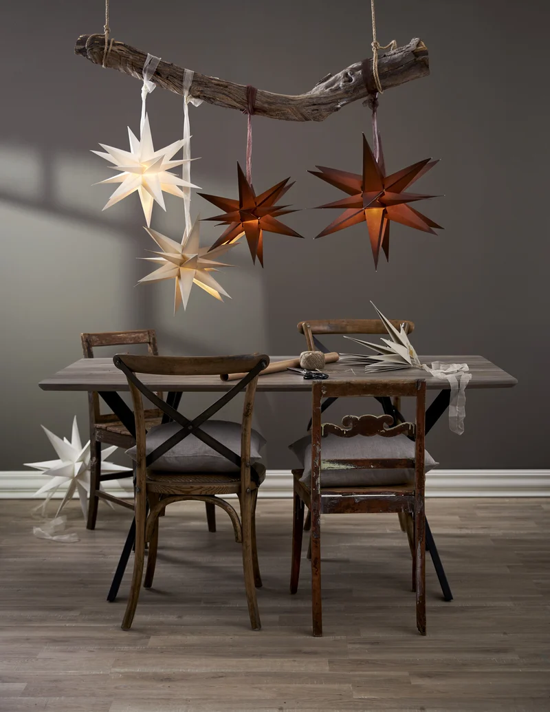 Star Trading Papierstern "December", ca. 45x45 cm, mit Band, ohne Leuchtmittel, Vierfarb-Karton