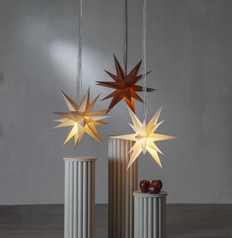 Star Trading Papierstern "December", ca. 45x45 cm, mit Band, ohne Leuchtmittel, Vierfarb-Karton