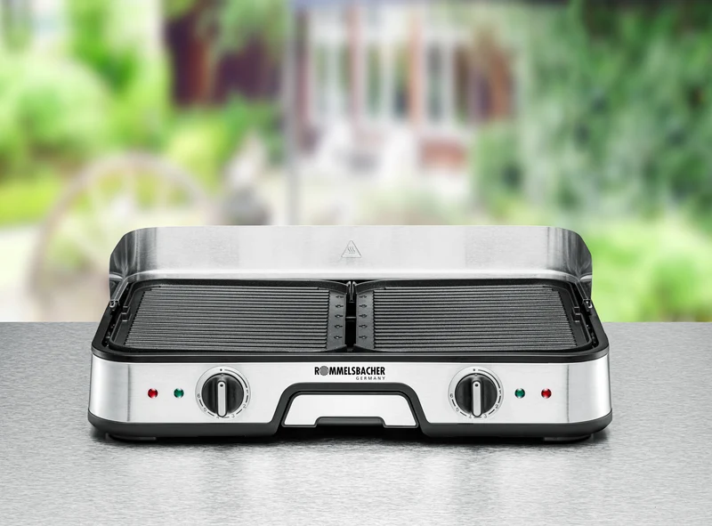 Rommelsbacher BBQ 2025 Tischgrill ed/sw 2000W 2 Grillplatten 22,5x28,5cm