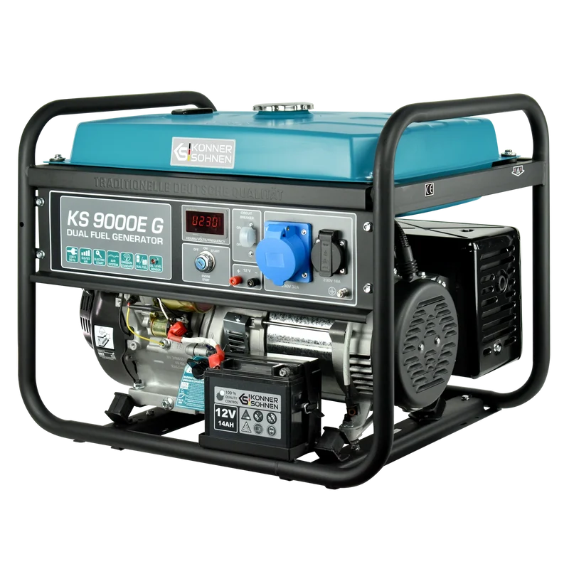 "Könner & Söhnen" LPG/Benzin-Generator KS 9000E G - 6kW Nennleistung - Benzin- (Gas-) Motor - 230V