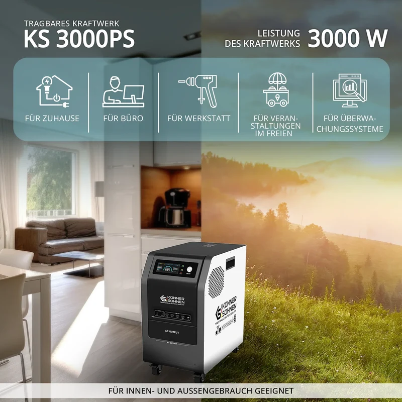 "Könner & Söhnen" Tragbare Powerstation KS 3000PS - 3200Wh