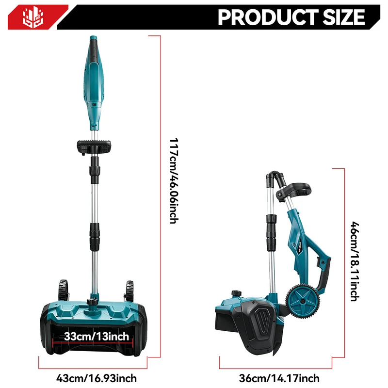 ONEVAN 12" Brushless Cordless Snow Shovel Foldable with Wheels | For Makita 18V Battery