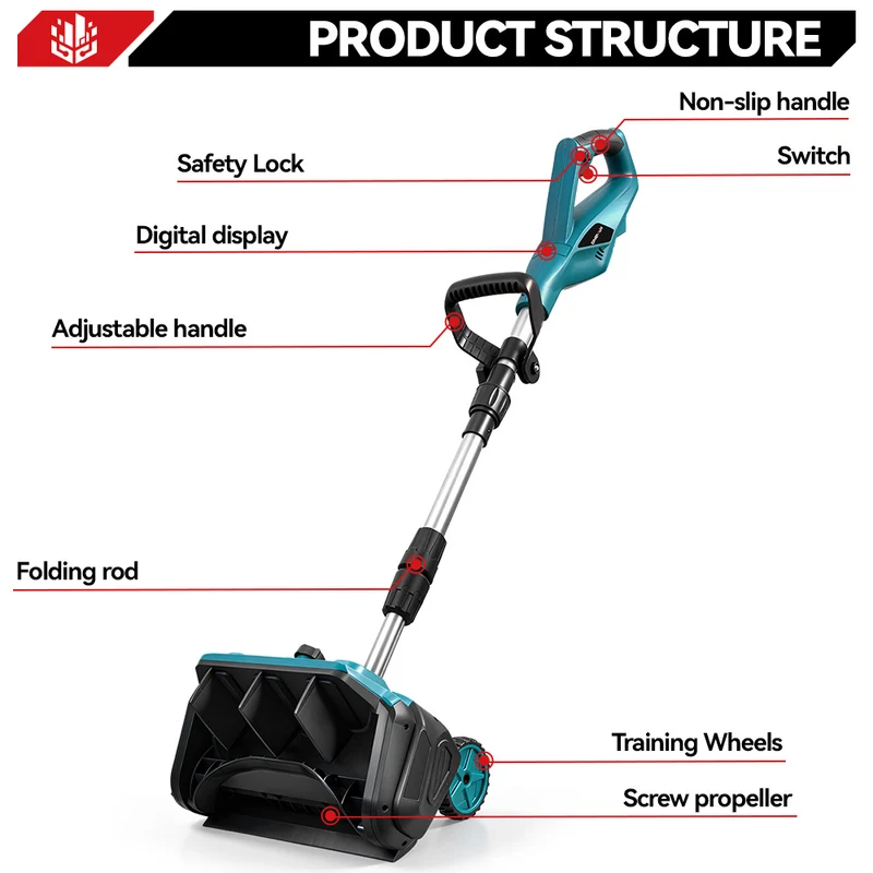 ONEVAN 12" Brushless Cordless Snow Shovel Foldable with Wheels | For Makita 18V Battery