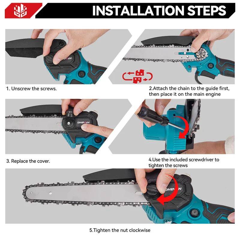 ONEVAN 8" Chainsaw & 25mm Pruner with 2m Telescoping Pole Brushless Cordless Combo Kit