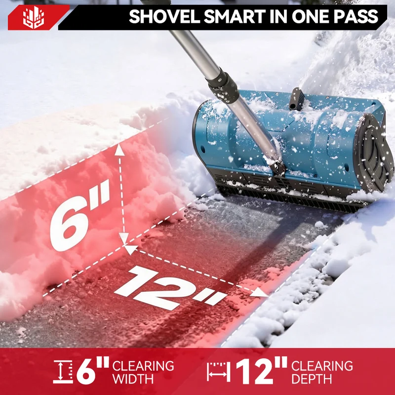 ONEVAN 12" Cordless Foldable Snow Thrower – Handheld Brushless Shovel | For Makita 18V Battery