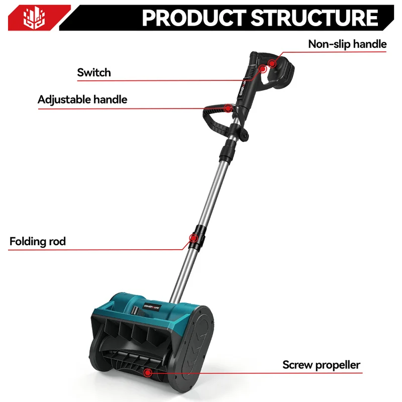 ONEVAN 12" Cordless Foldable Snow Thrower – Handheld Brushless Shovel | For Makita 18V Battery