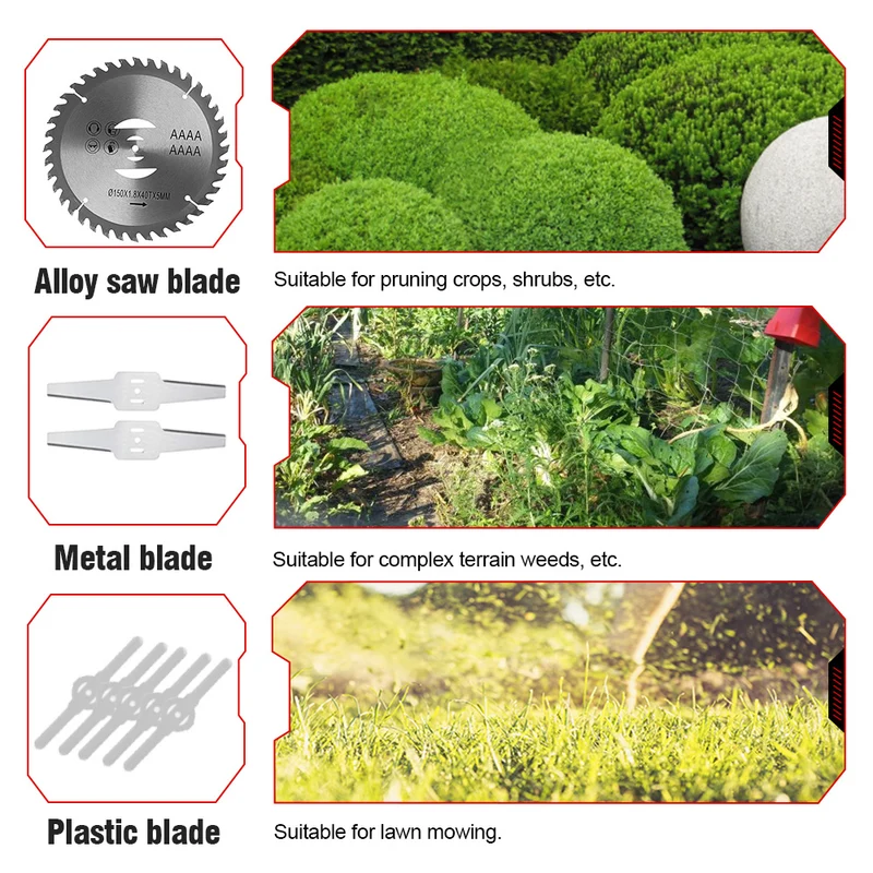 ONEVAN 380W Battery Lawn Mower Foldable String Trimmer Brushed Brushcutter | For Makita 18V Battery