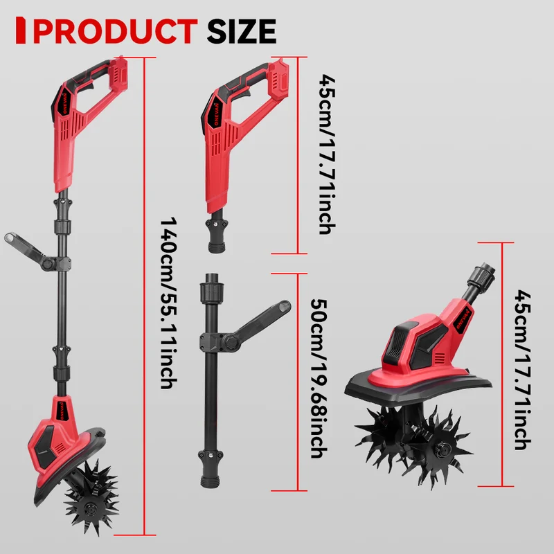 ONEVAN 21V Cordless Mini Tiller – 17cm Depth, Anti-Tangle Blades | For Makita 18V Battery