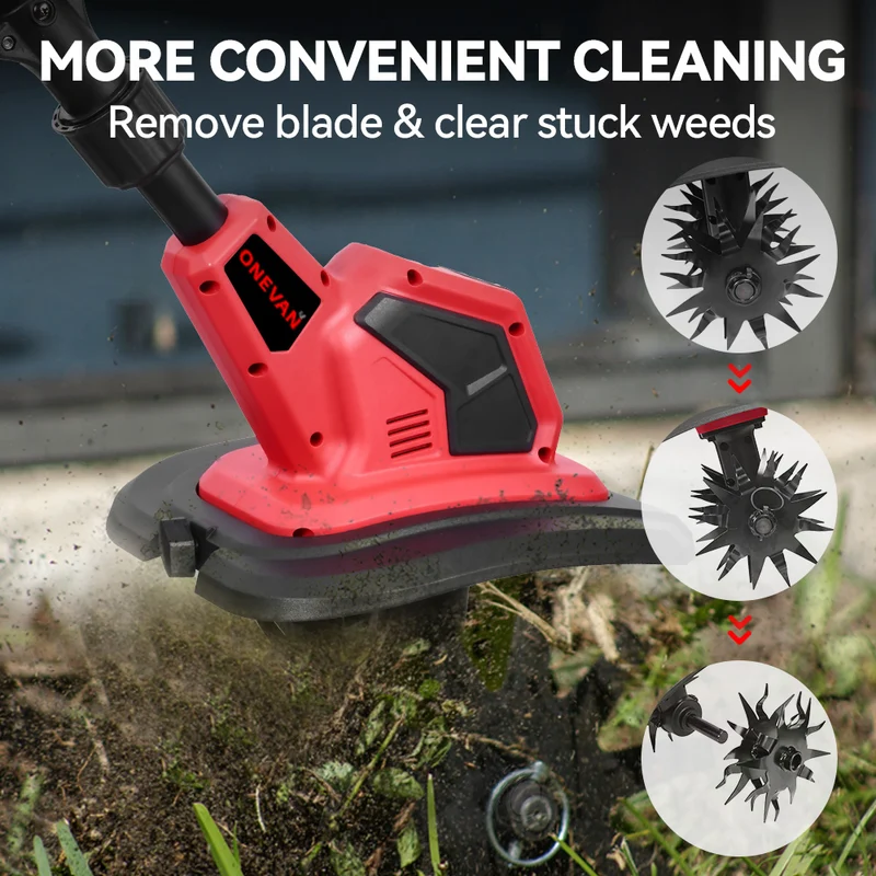 ONEVAN 21V Cordless Mini Tiller – 17cm Depth, Anti-Tangle Blades | For Makita 18V Battery