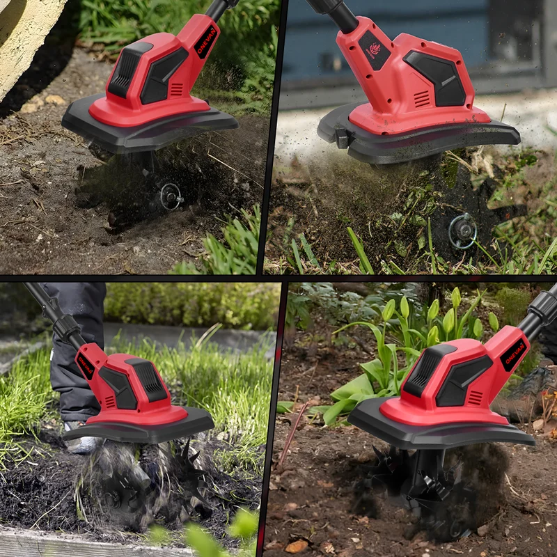 ONEVAN 21V Cordless Mini Tiller – 17cm Depth, Anti-Tangle Blades | For Makita 18V Battery