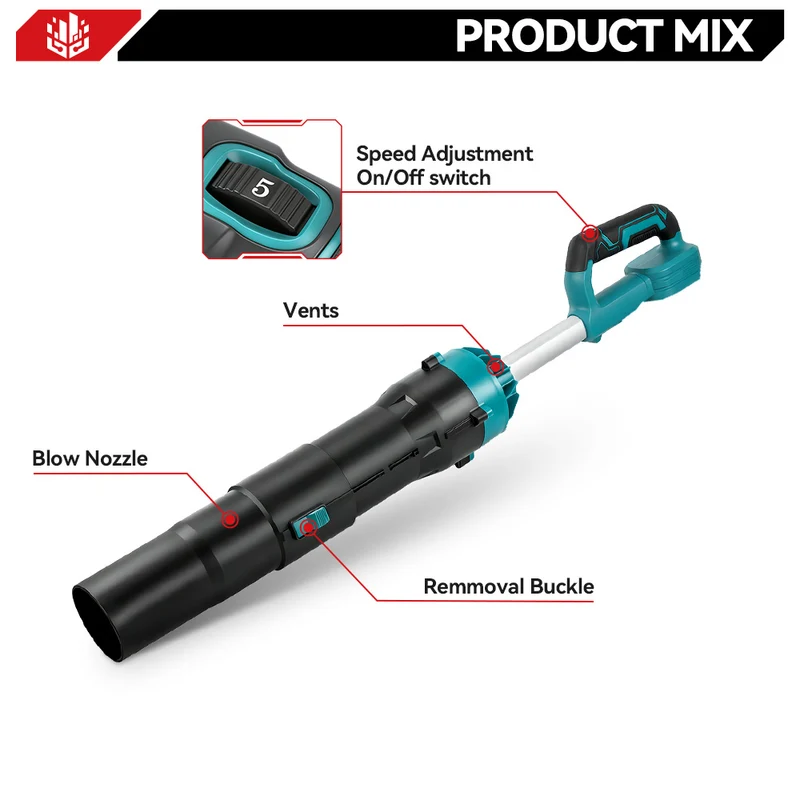 ONEVAN Brushless Turbo Jet Blower Fan – 180M/S High-Speed Detachable Car Dryer & Dust Blower | For Makita 18V Battery