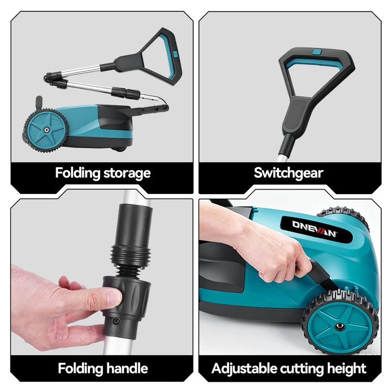 ONEVAN 21cm Brushless Walk-Behind Lawn Mower | 3-Height Adjustment | For Makita 18V Battery