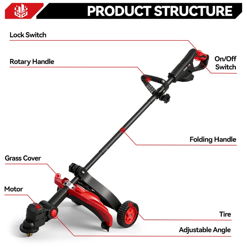 ONEVAN 10” Brushless Cordless Grass Trimmer – Adjustable & Portable | For Makita 18V Battery