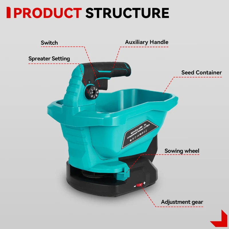ONEVAN 3.3L Cordless Handheld Agricultural Fertilizer Spreader | For Makita 18V Battery