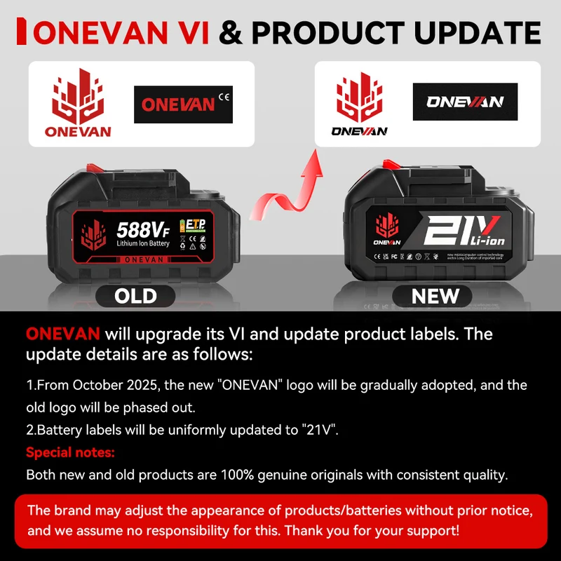 ONEVAN 18-21V Rechargeable Lithium-Ion Battery 3.0Ah