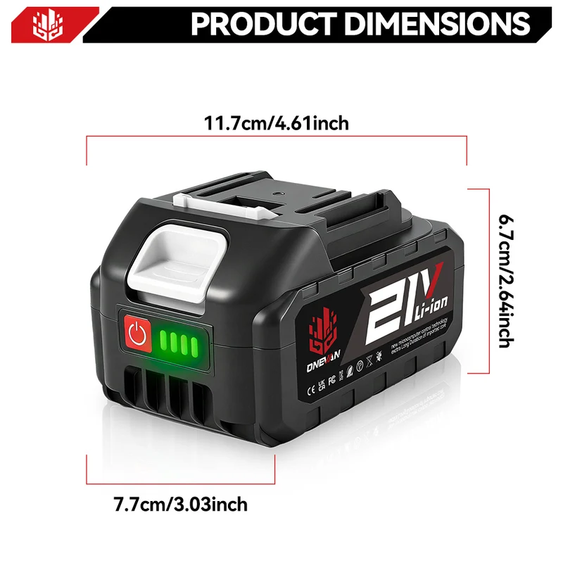 ONEVAN 18-21V Rechargeable Lithium-Ion Battery 3.0Ah