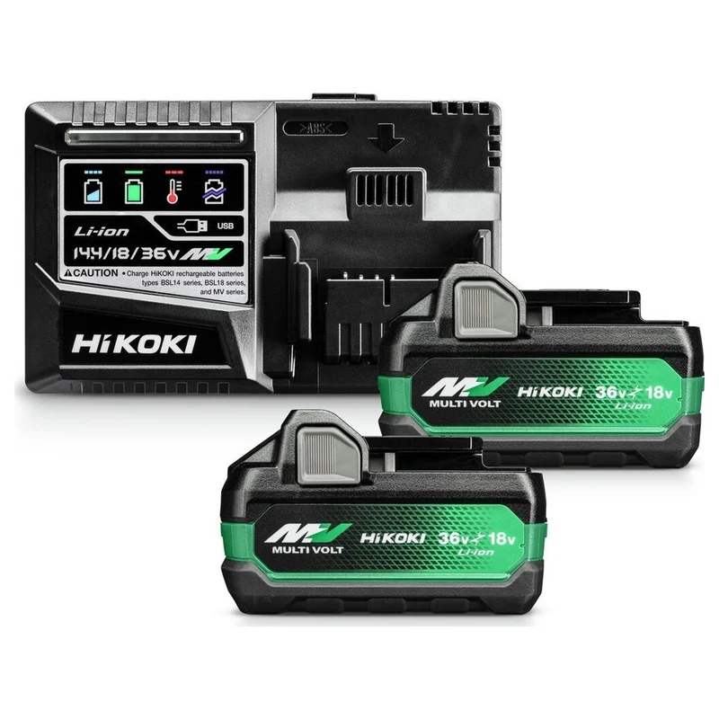 BoosterPack HiKOKI UC18YSL3WHZ 2 Multi-Volt-Batterien BSL36A18X 36V/18V 2,5Ah/5,0Ah + Ladegerät