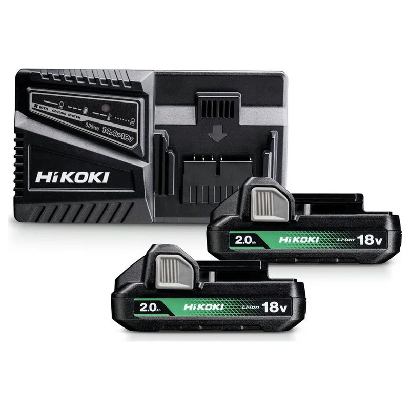 BoosterPack HiKOKI UC18YFSLWFZ 18V 2Ah mit 2 BSL1820M Akkus und UC18YFSL Ladegerät