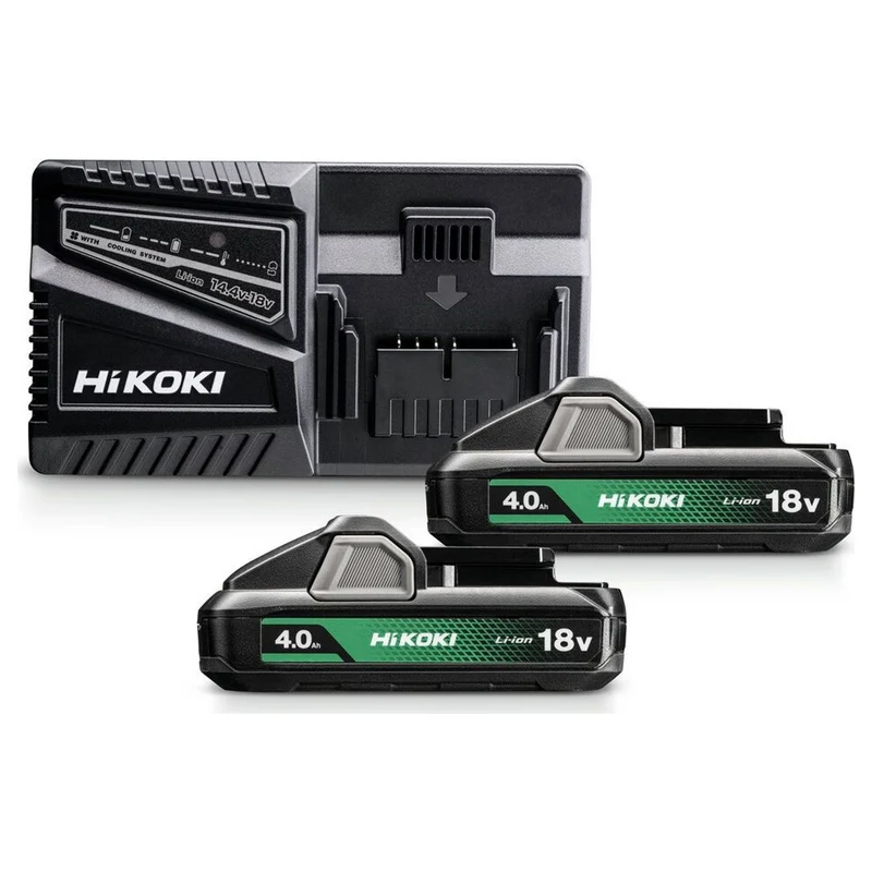 BoosterPack HiKOKI UC18YFSLWEZ 18V Schnellladegerät mit 2 BSL1840M 4Ah Batterien
