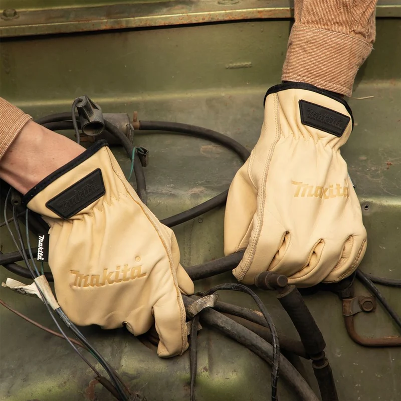Arbeitshandschuhe Makita P-84632 Fahrerleder aus Rindsleder, Größe L