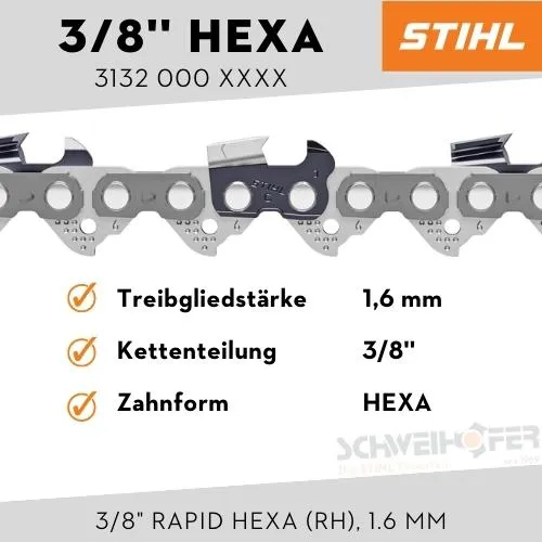 STIHL Sägekette 3/8" RAPID HEXA (RH), 1.6 mm
