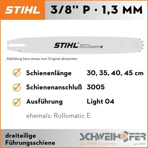 STIHL Führungsschiene, 3/8" P, 1.3 mm, Rollomatic E