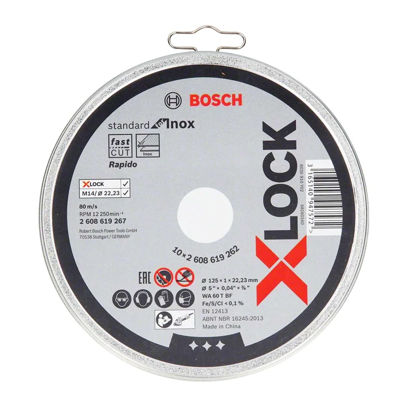 Edelstahlscheibe 125mm Bosch X-LOCK 10 Stück