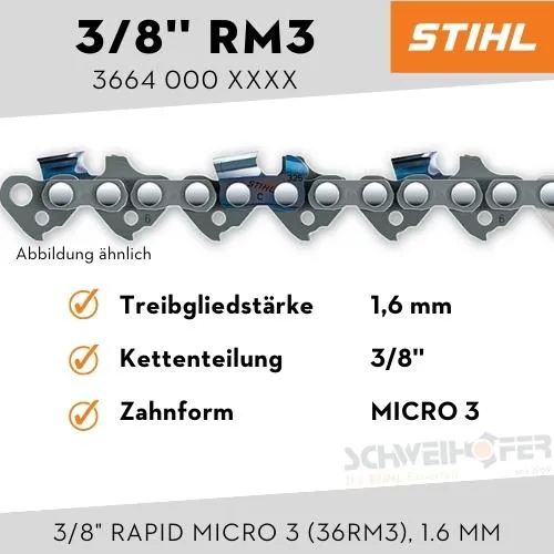 STIHL Sägekette 3/8" Rapid Micro 3 (36RM3), 1.6 mm