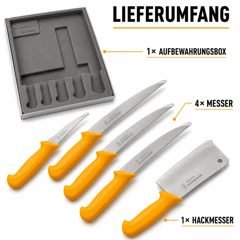 Messer Set 5 tlg. Metzgermesser Kochmesser Rostfrei Fleischmesser