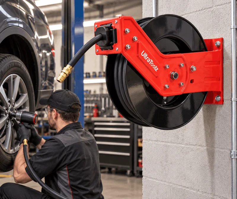 UltraToolz Automatik Druckluft Schlauchtrommel Metall l 20M mit Schnellkupplung