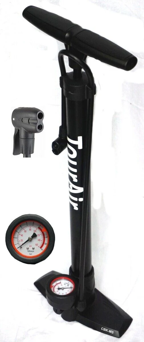 TOUR-AIR Standpumpe für Auto Dunlop Sclaverantventil Fahrradpumpe