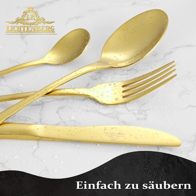 LB Besteck Set GOLD 72teilig 18/10 Edelstahl für 12 Personen