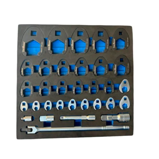 Stahlkaiser Schaumeinlage Hahnenfuss-Schlüssel 2/3 32-tlg 3/8"+1/2"+3/4"