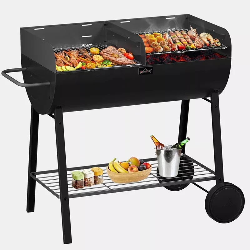 Homelux XXL Holzkohlegrill Mobiler Grillwagen