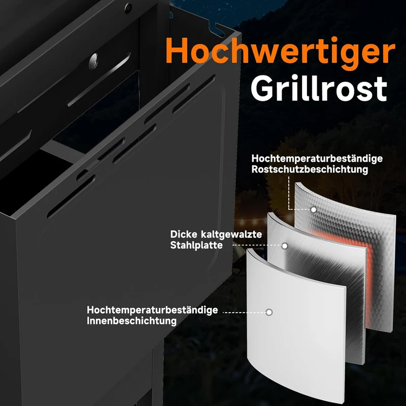 Gasgrill 15KW Brenner BBQ Grillwagen mit Seitenkocher mit Zubehör