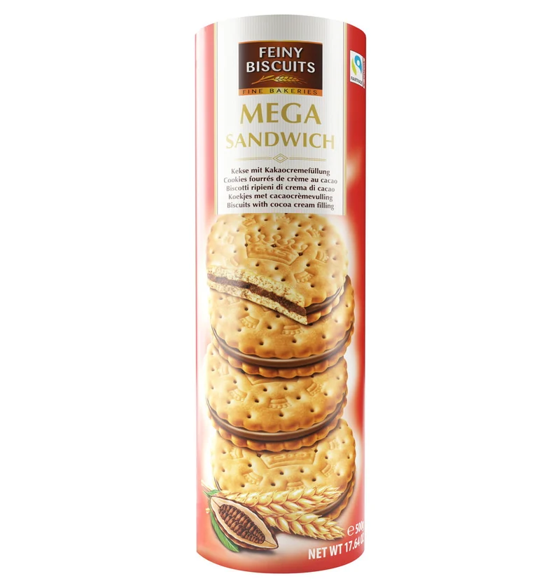 Mega Sandwich Kekse mit Kakaocremefüllung 500g