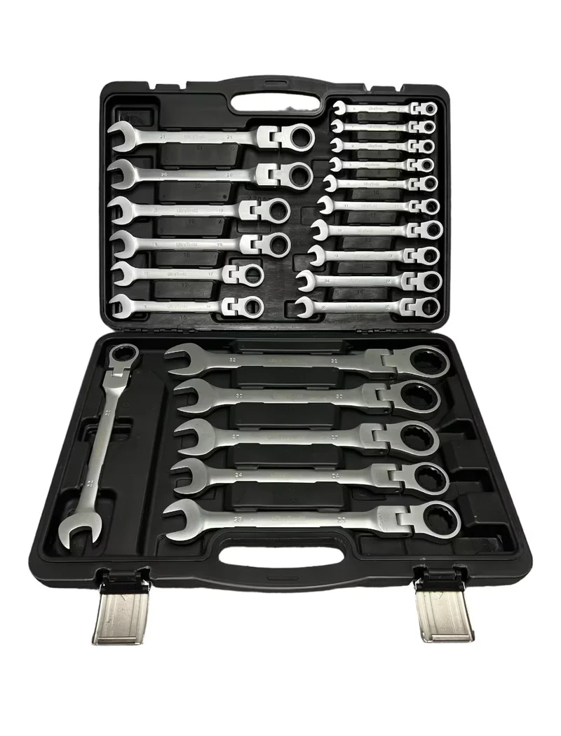 22 tlg Ringratschen Set Maulschlüssel Ringschlüssel mit Gelenk