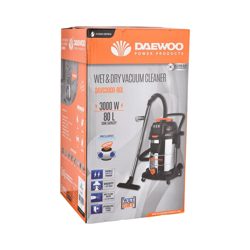 DAEWOO 3000W - 80L Nass- & Trockensauger Staubsauger Profi Sauger