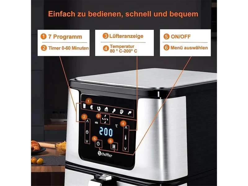 Homelux Heißluftfriteuse 5.5L XXL Airfryer Friteuse Fritteusen 1800W