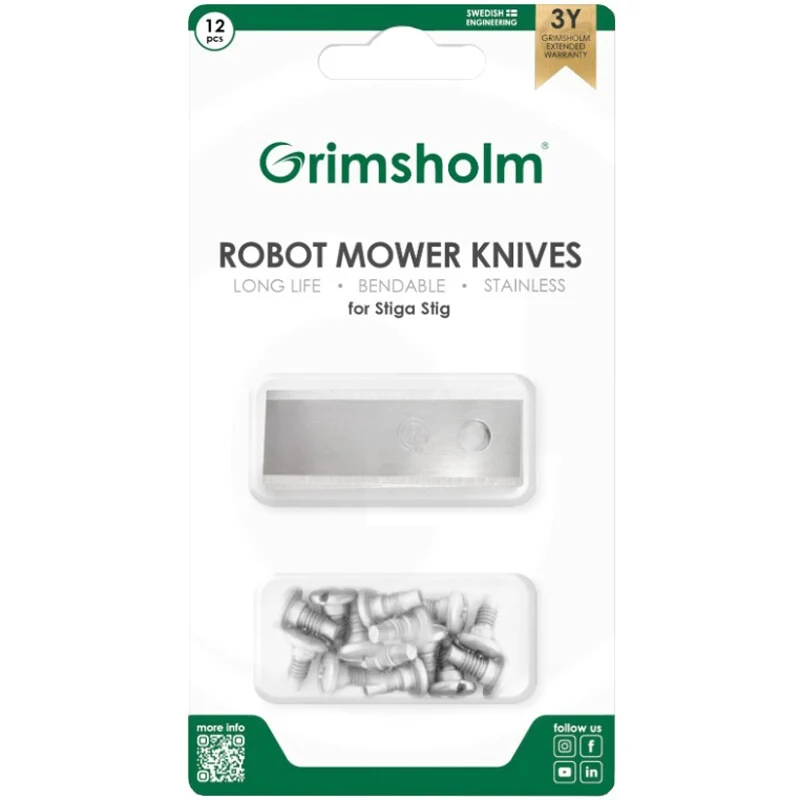 Grimsholm Messerklingensatz passend für Stiga A300, A500, A750 u. a. – 44,5 mm