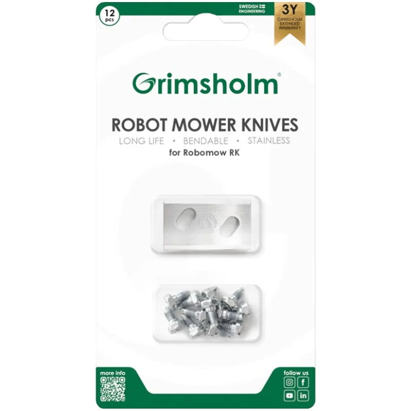 Grimsholm Messerklingensatz passend für Robomow RK1000, RK1000 PRO RK2000, RK2000 PRO RK3000 PRO RK4000 PRO – 32 mm