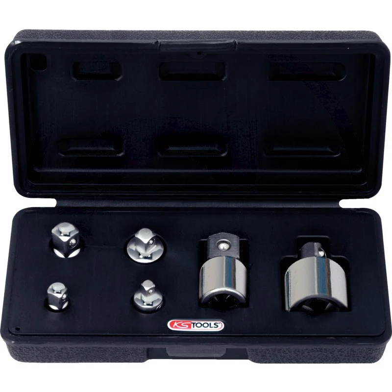 KS TOOLS 1/4'+3/8'+1/2' CHROME+Adapter Satz,6tlg – 164 mm